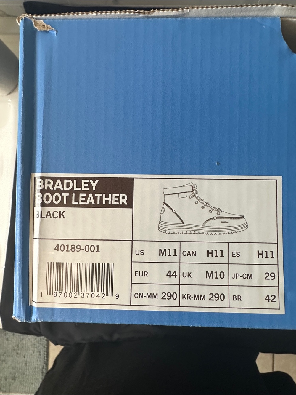 Hey Dude Bradley Boot Leather Black Men's Lace-Up Boots BNIB